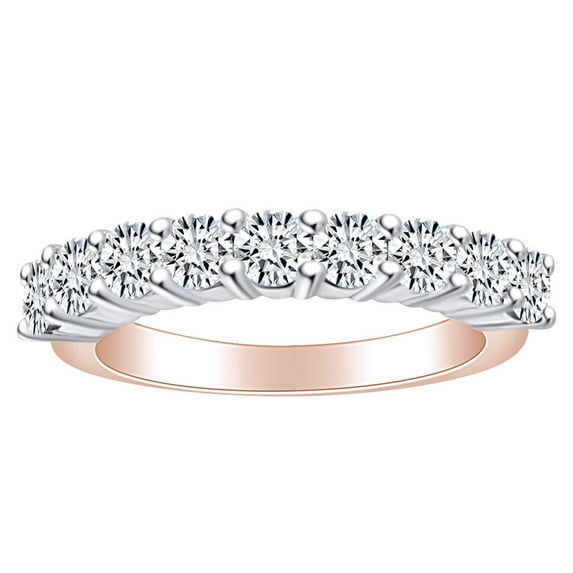 AFFY Round Shape White Natural Diamond Anniversary Wedding Band Ring In 14k Solid Rose Gold (1.00 Cttw) Ring Size-7.5