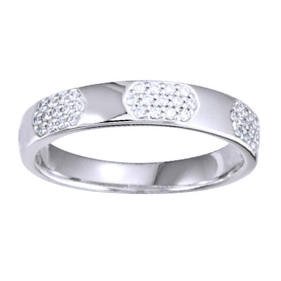 AFFY Round Shape White Natural Diamond Band Ring In 14K White Gold (0.2 Cttw)