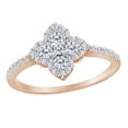 thumbnail image 1 of AFFY Round Shape White Natural Diamond Clovr Ring In 14k Rose Gold (0.4 cttw) Ring Size-5, 1 of 2