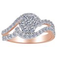 thumbnail image 1 of AFFY Round Shape White Natural Diamond Cluster Right Hand Ring In 10K Solid Rose Gold (1 Cttw), 1 of 1