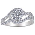 thumbnail image 1 of AFFY Round Shape White Natural Diamond Cluster Right Hand Ring In 10K Solid White Gold (1 Cttw), 1 of 1