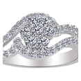 thumbnail image 1 of AFFY Round Shape White Natural Diamond Cluster Right Hand Ring In 10K Solid White Gold (1 Cttw), 1 of 1