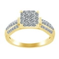 thumbnail image 1 of AFFY Round Shape White Natural Diamond Cluster Square Style Engagement Ring In 10K Solid Yellow Gold (.75 Cttw), 1 of 1