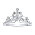 thumbnail image 1 of AFFY Round Shape White Natural Diamond Cross Queen Crown Ring In 14K Solid White Gold-Ring Size-10, 1 of 1