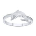thumbnail image 1 of AFFY Round Shape White Natural Diamond Dolphin Band Ring In 10K Solid White Gold-Ring Size-5.5, 1 of 1