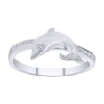 thumbnail image 1 of AFFY Round Shape White Natural Diamond Dolphin Band Ring In 10K Solid White Gold-Ring Size-5, 1 of 1