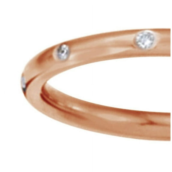 AFFY Round Shape White Natural Diamond Engagement Band Ring In 14K Rose Gold (0.1 Cttw)