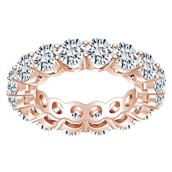 AFFY Round Shape White Natural Diamond Eternity Anniversary Wedding Band Ring In 14k Solid Rose Gold (5 Cttw) Ring Size-5.5