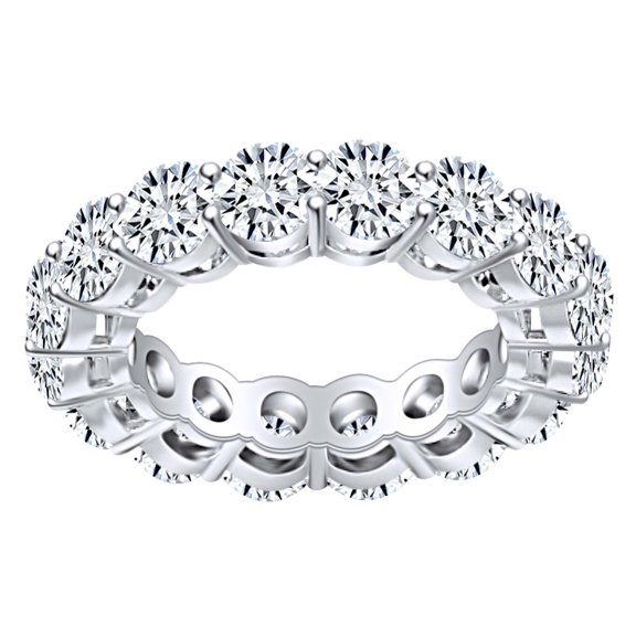 AFFY Round Shape White Natural Diamond Eternity Anniversary Wedding Band Ring In 14k Solid White Gold (5 Cttw) Ring Size-6.5