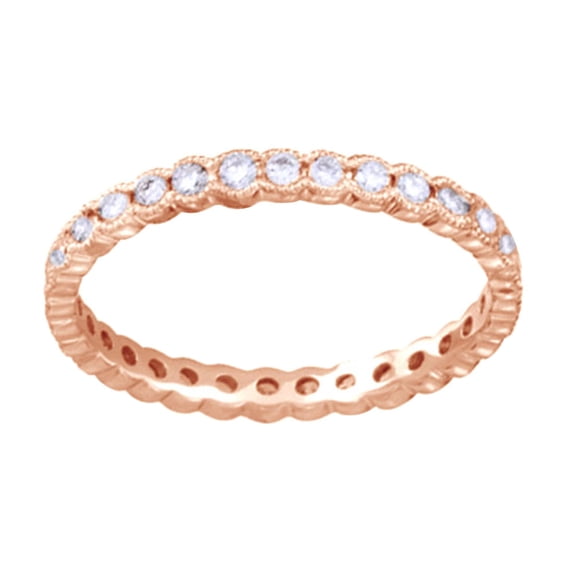 AFFY Round Shape White Natural Diamond Eternity Band Ring In 14K Rose Gold (0.62 Cttw)