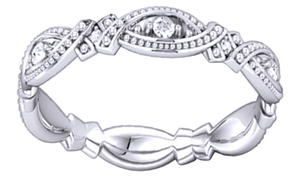 AFFY Round White Cubic Zirconia Eternity Band Ring – 14k Solid Gold, 5.04 Cttw, Anniversary Gift - View #4