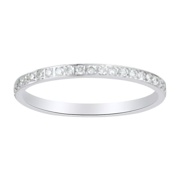 AFFY Round Shape White Natural Diamond Eternity Band Ring In 14K White Gold (0.25 Cttw)