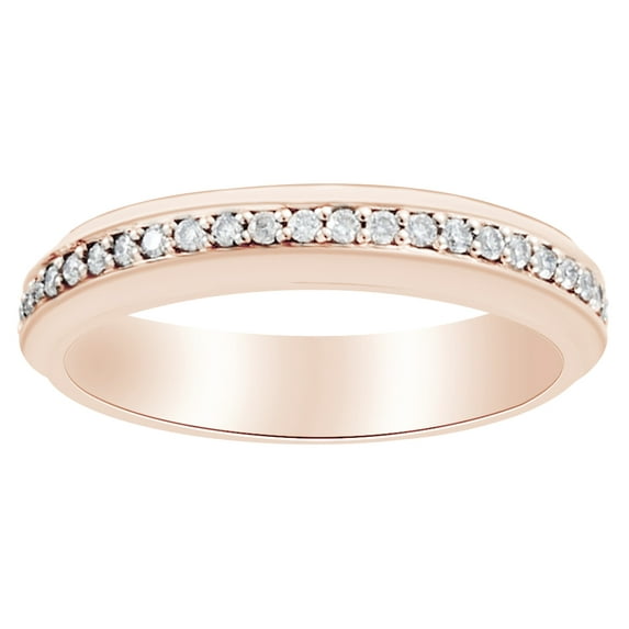 AFFY Round Shape White Natural Diamond Eternity Wedding Band Ring In 14K Rose Gold (0.33 Cttw)