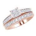 thumbnail image 1 of AFFY Round Shape White Natural Diamond Fashion Bridal Ring Set In 10k Rose Gold (1.00 cttw) Ring Size-11, 1 of 2