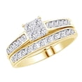 thumbnail image 1 of AFFY Round Shape White Natural Diamond Fashion Bridal Ring Set In 10k Yellow Gold (1.00 cttw) Ring Size-8, 1 of 2