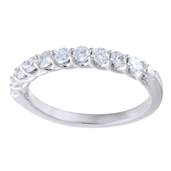 AFFY 0.62CT Round Shape White Natural Diamond Half Eternity Band Ring in 14K White Gold-12