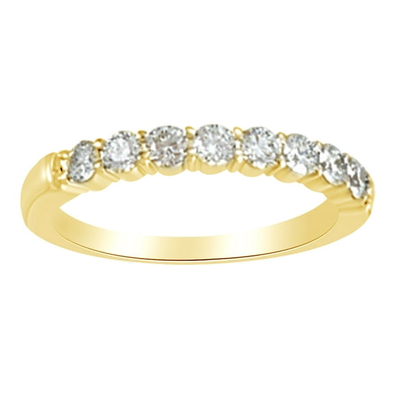 AFFY Round Shape White Natural Diamond Half Eternity Band Ring In 14K Yellow Gold, Ring Size-4.5