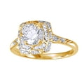 thumbnail image 1 of AFFY Round Shape White Natural Diamond Halo Style Engagement Ring In 10K Yellow Gold (1Cttw), 1 of 1