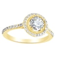 thumbnail image 1 of AFFY Round Shape White Natural Diamond Halo Style Engagement Ring In 14K Yellow Gold (1 Cttw), 1 of 1