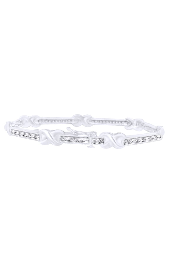 Round Shape White Natural Diamond Infinity Chain Bracelet In 925 Sterling Silver (0.35 cttw)-7.5"