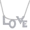 thumbnail image 1 of AFFY Round Shape White Natural Diamond LOVE Script Pendant Necklace In 925 Sterling Silver, 1 of 1