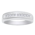 thumbnail image 1 of AFFY Round Shape White Natural Diamond Men's Wedding Band Ring In 10k White Gold (0.2 cttw) Ring Size-10, 1 of 2