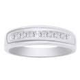 thumbnail image 1 of AFFY Round Shape White Natural Diamond Men's Wedding Band Ring In 10k White Gold (0.2 cttw) Ring Size-4.5, 1 of 2