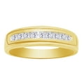 thumbnail image 1 of AFFY Round Shape White Natural Diamond Men's Wedding Band Ring In 10k Yellow Gold (0.2 cttw) Ring Size-5.5, 1 of 2