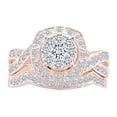 thumbnail image 1 of AFFY Round Shape White Natural Diamond Miligrain Engagement Bridal Ring Set In 14k Solid Rose Gold (1 cttw) Ring Size-9, 1 of 2