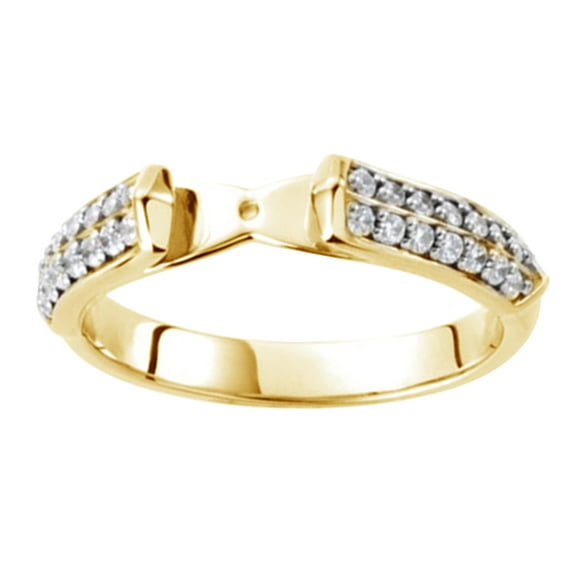 AFFY Round Shape White Natural Diamond Preset Shank Band Ring In 14K Yellow Gold (0.25 Cttw)
