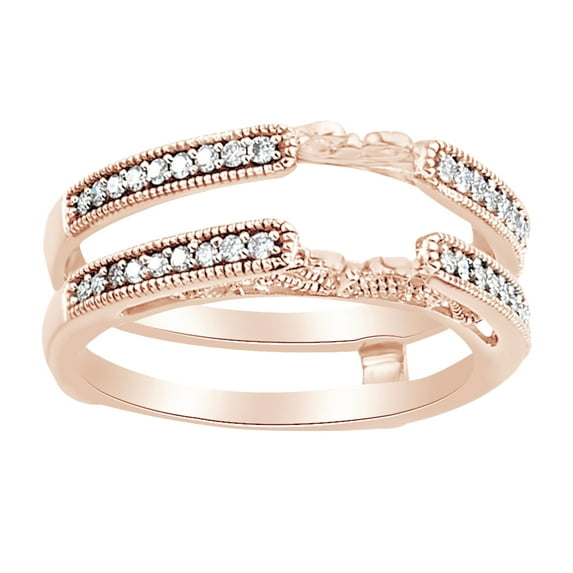 AFFY Round Shape White Natural Diamond Ring Guard Enhancer In 14K Rose Gold (0.25 Cttw)