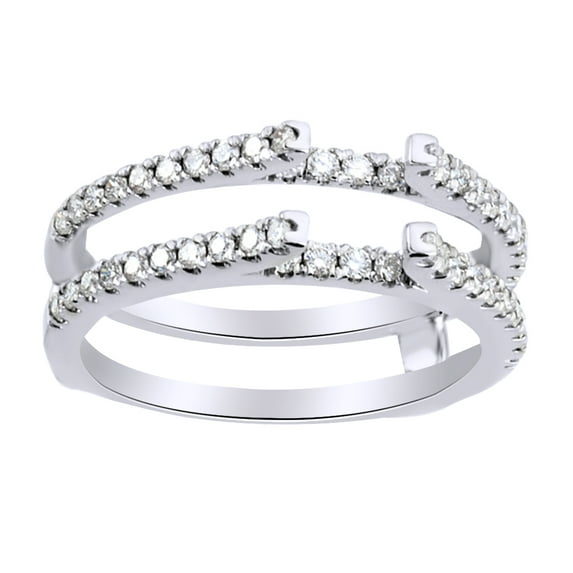 AFFY Round Shape White Natural Diamond Ring Guard Enhancer In 14K White Gold (0.5 Cttw)