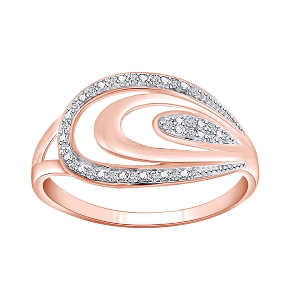 AFFY Round Shape White Natural Diamond Split Shank Band Ring In 10k Solid Gold-Ring Size-8