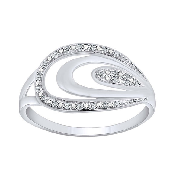 AFFY Round Shape White Natural Diamond Split Shank Band Ring In 10k Solid Gold-Ring Size-9.5