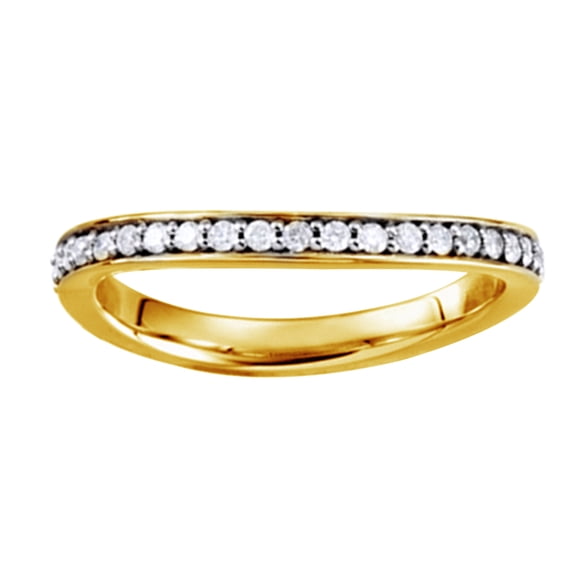AFFY Round Shape White Natural Diamond Stackable Band Ring In 14K Yellow Gold (0.33 Cttw)