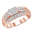 thumbnail image 1 of AFFY Round Shape White Natural Diamond Three Row Cluster Engagement Ring In 10k Rose Gold (0.5 cttw) Ring Size-10.5, 1 of 2