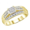 thumbnail image 1 of AFFY Round Shape White Natural Diamond Three Row Cluster Engagement Ring In 10k Yellow Gold (0.5 cttw) Ring Size-4.5, 1 of 2
