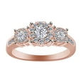 thumbnail image 1 of AFFY Round Shape White Natural Diamond Three Stone Cluster Engagement Ring In 14K Rose Gold Over Sterling Silver (0.5 Cttw) By, 1 of 1