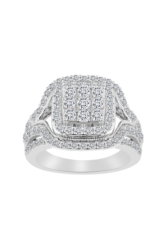 Round Shape White Natural Diamond Womens Engagement Wedding Ring In 10k Solid White Gold (2 cttw)