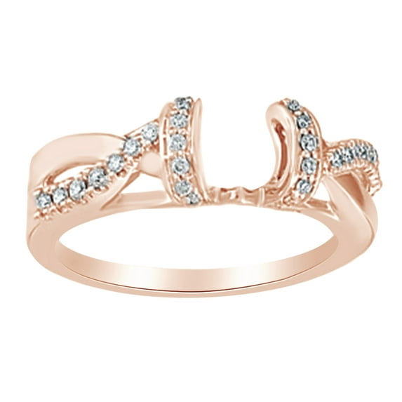 AFFY Round Shape White Natural Diamond Wrap Style Enhancer Ring In 14K Rose Gold (0.2 Cttw)