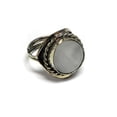 thumbnail image 1 of Round Shaped Cat's Eye Glass Bead Cabochon Silver Metal Border Adjustable Ring - Womens Fashion Handmade Jewelry Boho Accessories, 1 of 2