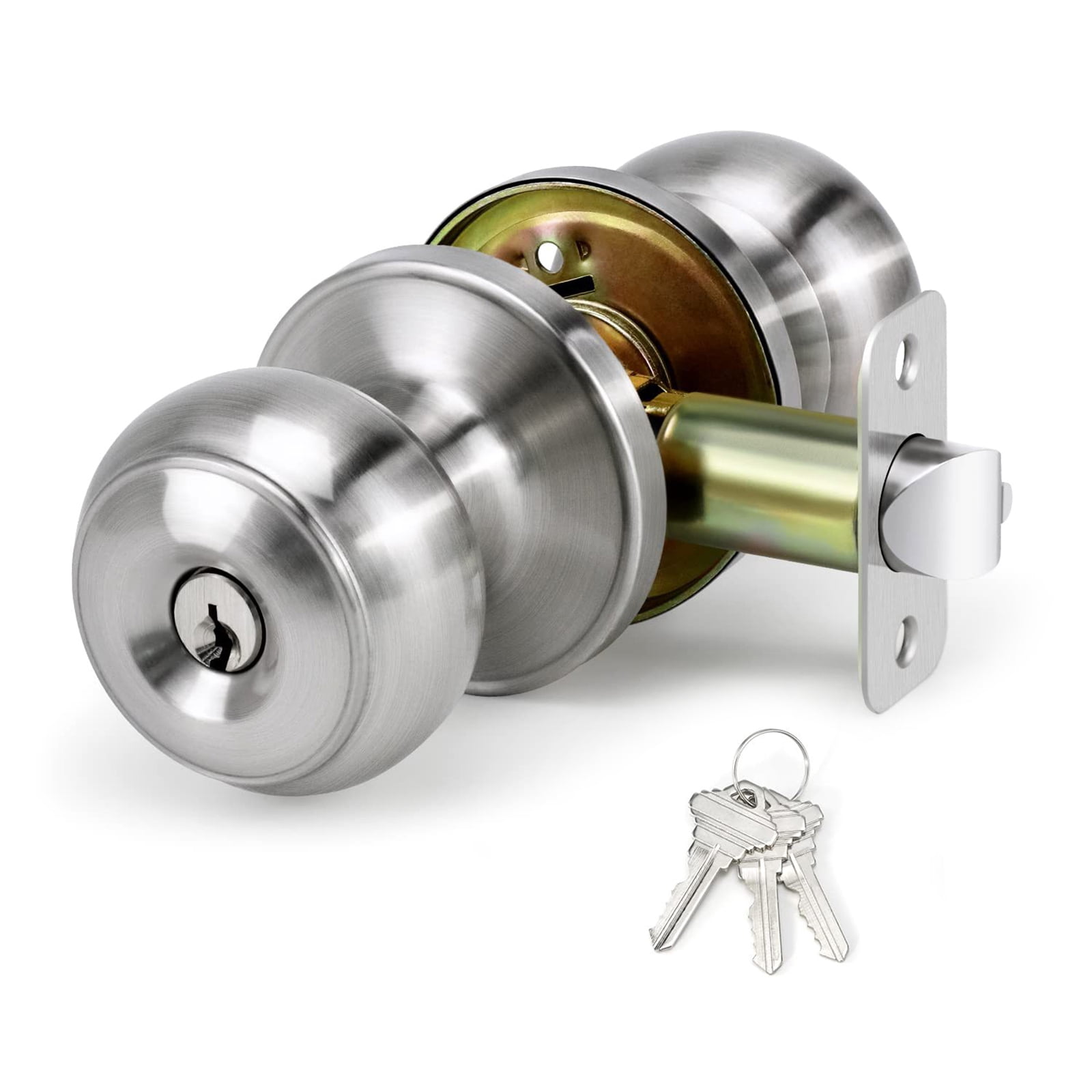 Round Shaped Entrance Lock Doorknob Round Door Knobs Knobset Rotation Round Door Handle for Hallway, Closet Enduring