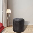 thumbnail image 1 of Round Shaped Goat Leather Handmade Eco-Friendly Black Pouf - Round Shape Pouf, 16" x 16" x 16", Plain Solid Pouf, Goat Leather Pouf, Recycled Foam with Fibre Fill Stuffed Pouf, Leather Seating Pouf, 1 of 8
