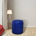 thumbnail image 1 of Round Shaped Goat Leather Handmade Eco-Friendly Blue Pouf - Round Shape Pouf, 16" x 16" x 16", Plain Solid Pouf, Goat Leather Pouf, Recycled Foam with Fibre Fill Stuffed Pouf, Leather Seating Pouf, 1 of 8
