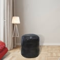 thumbnail image 1 of Round Shaped Goat Leather Handmade Eco-Friendly Chocolate Brown Pouf - Round Shape Pouf, 16" x 16" x 16", Plain Solid Pouf, Goat Leather Pouf, Recycled Foam with Fibre Fill Stuffed Pouf, Seating Pouf, 1 of 9