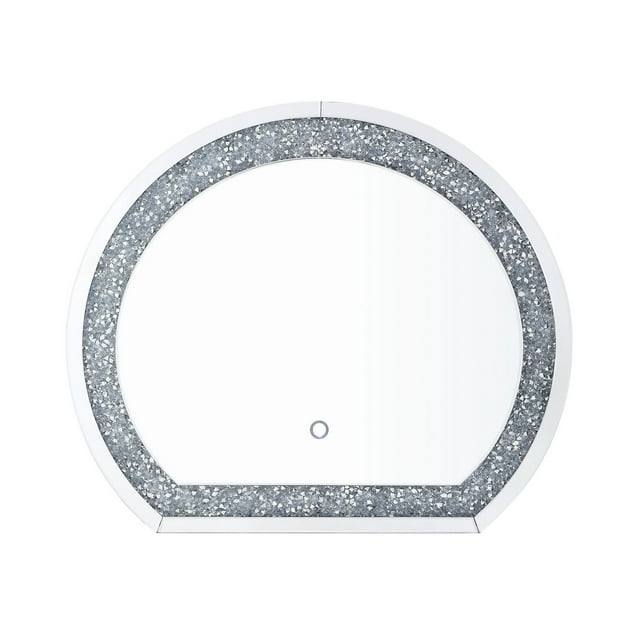 Round Shaped Mirror Wall Decor with Faux Crystals, Silver
