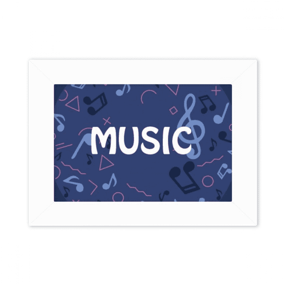 Round-Shaped Music Note Dark Blue Photo Mount Frame Picture Art Painting Desktop 5x7 inch