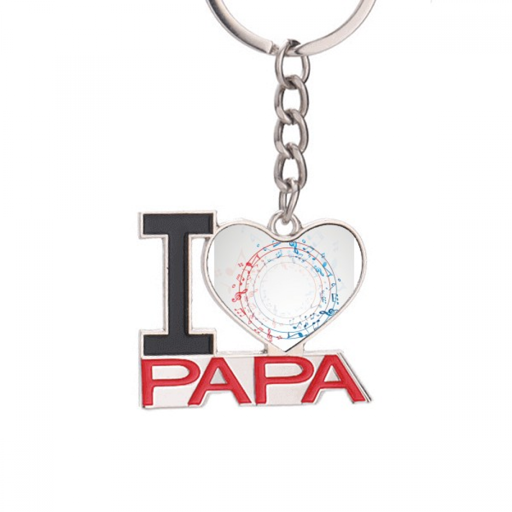 Round-Shaped Red Blue Music Notes Keychain Metal Keyring Holder Love ...