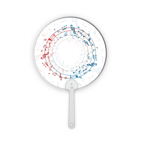 Round-Shaped Red Blue Music Notes Plastic Round Handheld Fan Decorations Craft