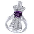 thumbnail image 1 of AFFY Round Shaped Simulated Amethyst & White Cubic Zirconia Fashion Ring In 14k White Gold Over Sterling Silver (3.7 Cttw), 1 of 1